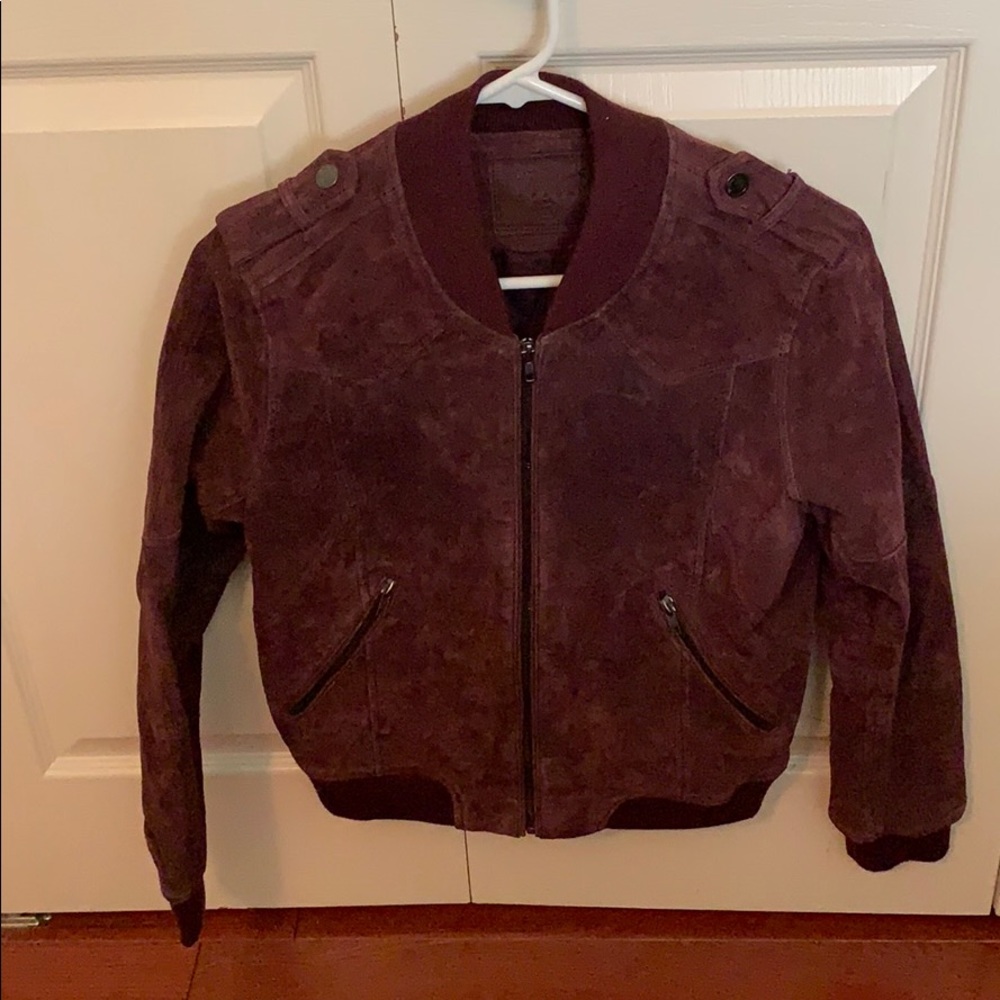 Maroon Blank NYC Suede Bomber Jacket